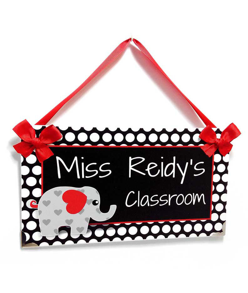 Personalizable Super Cute Teacher Classroom Door Sign Grey And