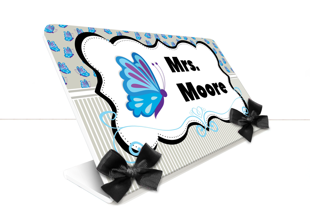 Desk Name Plate Cute Butterfly Theme