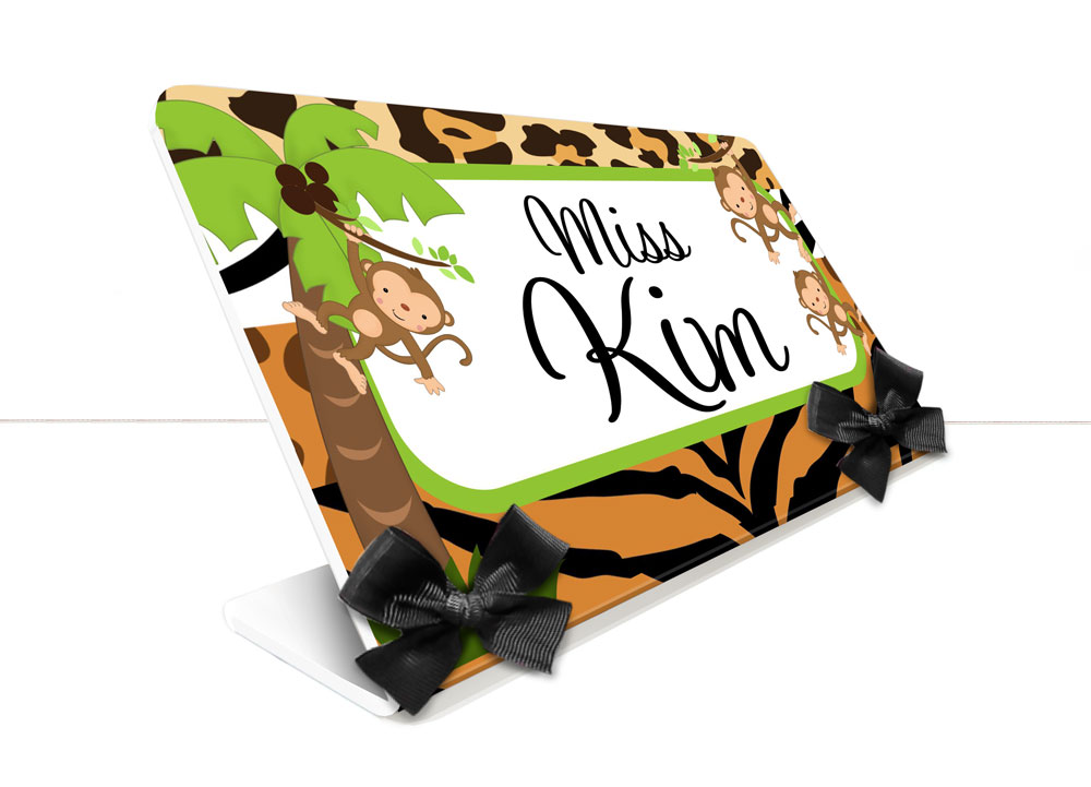 Desk Name Plate Jungle Theme With Animal Print