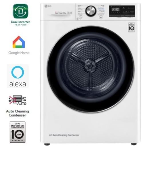 Máquina de Secar Roupa LG RC80V9AV2W 8 Kg Bomba de Calor A+++