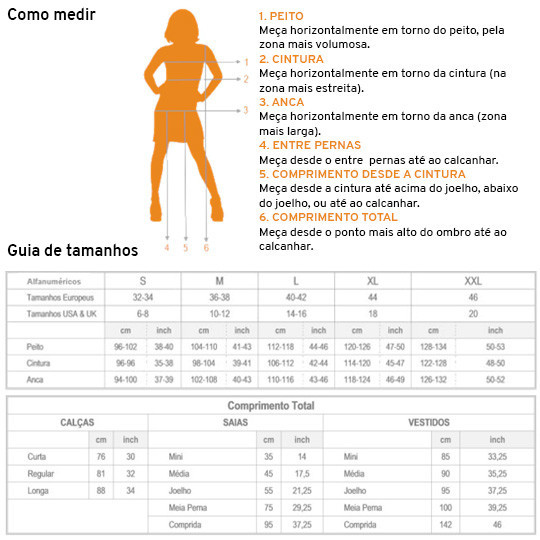 calças salsa tamanhos