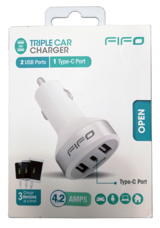 Carregador de isqueiro triplo com 2 entradas USB